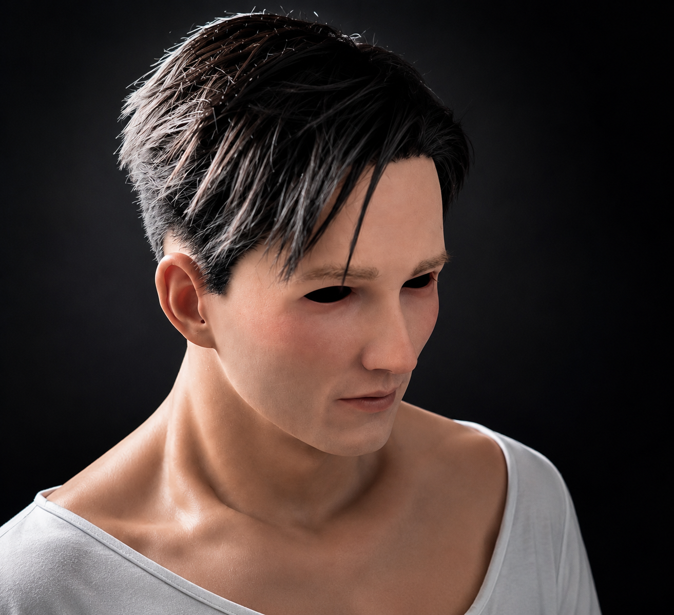 VENTAMASK Hyper-Realistic Full Head Silicone Face Mask with Hollow Eyes & Attached Hair