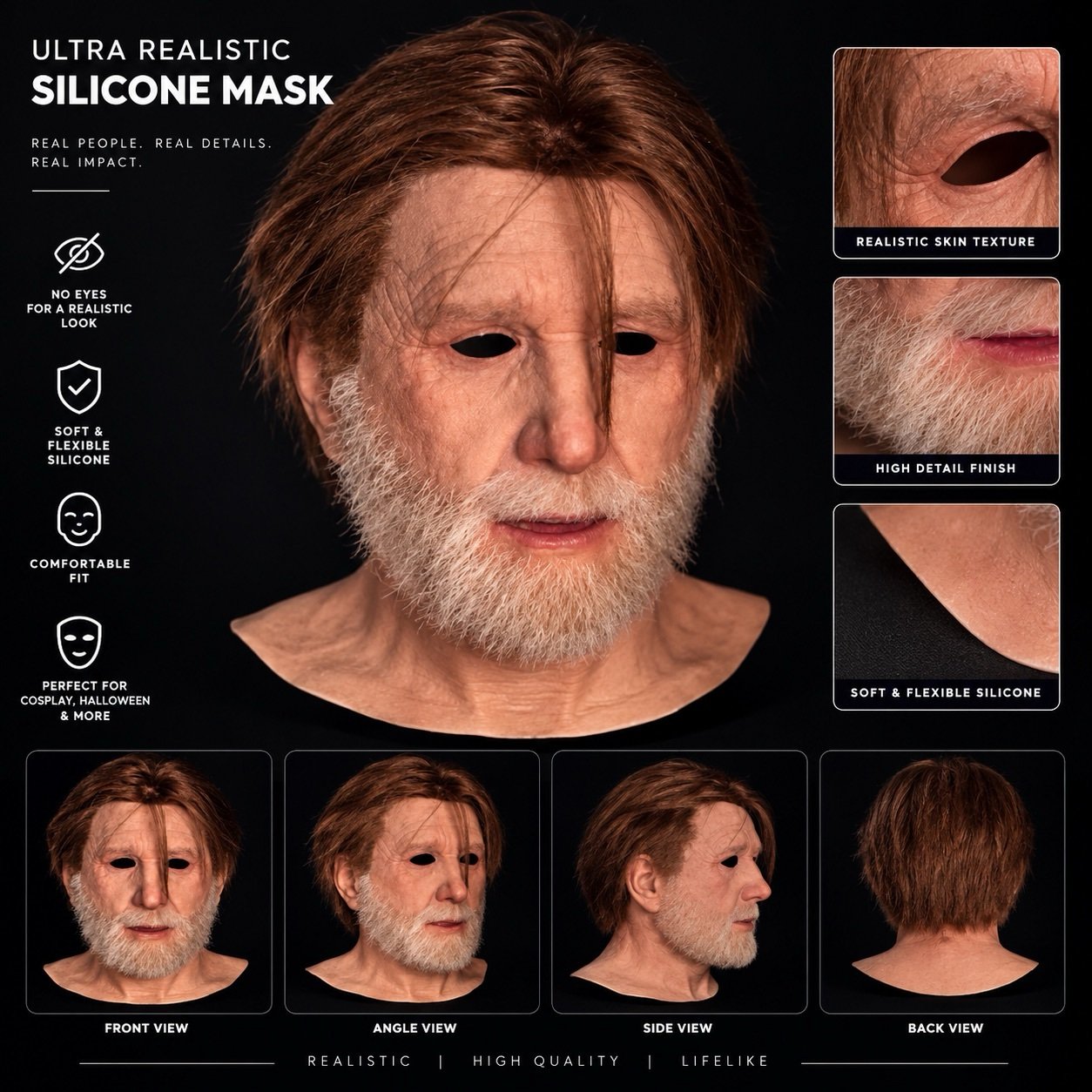 VENTAMASK OLD MAN HD REALISTIC SILICONE SKIN MASK - Image 4