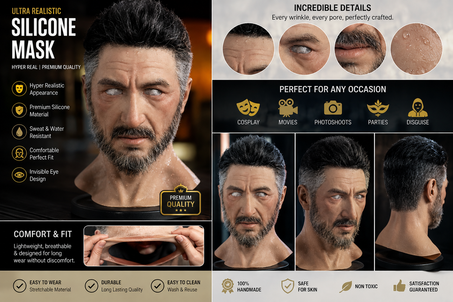 VANTAMASK Middle Aged Man Full HD Realistic Face Mask - Image 4